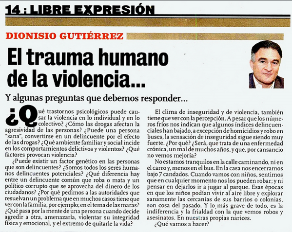 El trauma humano de la violencia